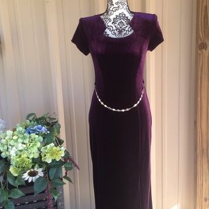Deep Purple Velvet Holiday Ankle Length Dress